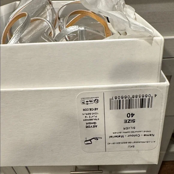 Aeyde Maeve leather Silver Strappy sandals heels stiletto - Picture 11 of 11